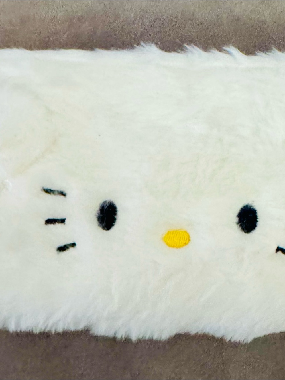 Hello Kitty White Plush Face Pouch with Black & Yellow Accents